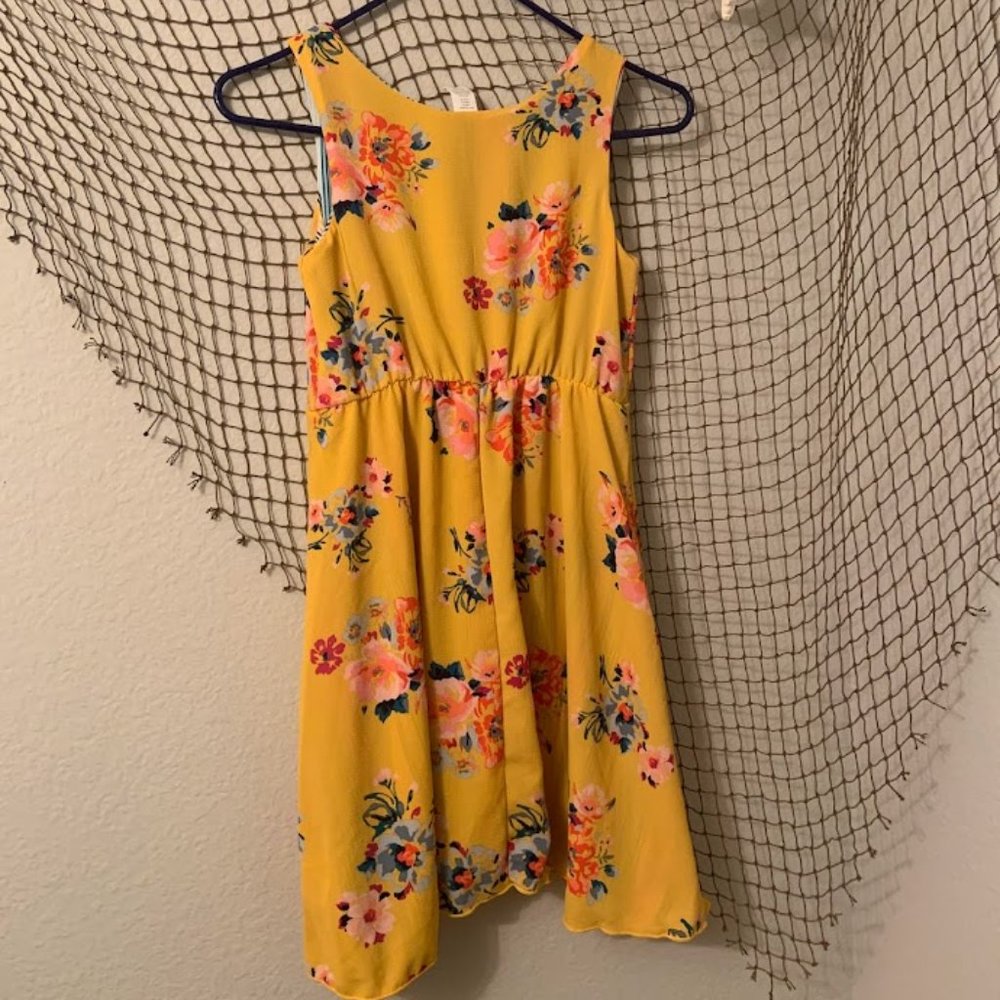 Orange Floral Print Kahn Lucas Girls Dress Size 12